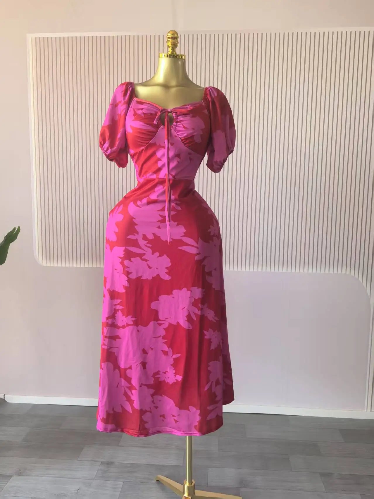 CM.YAYA Women Floral Printed Lantern Half Sleeve Tie Up Long Maxi Dress 2025 Birthday Evening Sexy club Party Dresses Vestidos