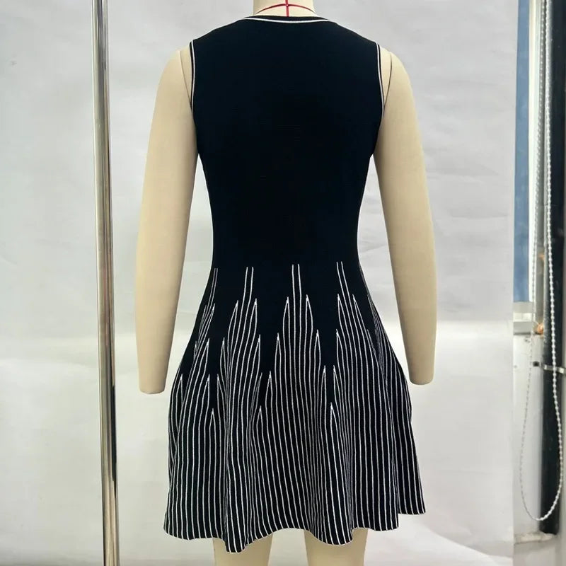 Mini Dress Women Dresses A Line Bodycon Vestidos Streetwear Sleeveless Round Neck Elegant Knitted Y2k Party Club Slim Fit 2025
