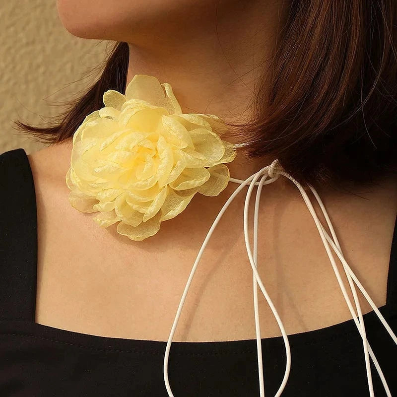 Spring Collection Multi Color Rose Neckchain Necklace French Choker Neck Strap Collar Chain Accessories
