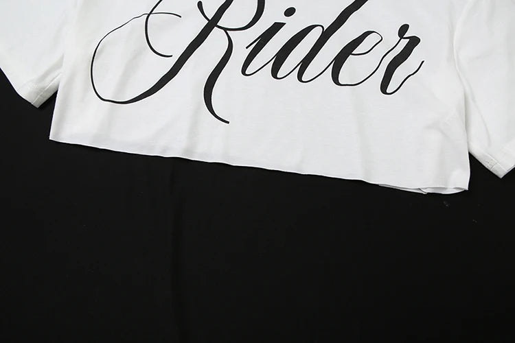 Weird Puss Letter Print Crop Tops Women Summer Trend Wild Biased Collar Street Skinny Simple Classic Streetwear Daily Soft Tees