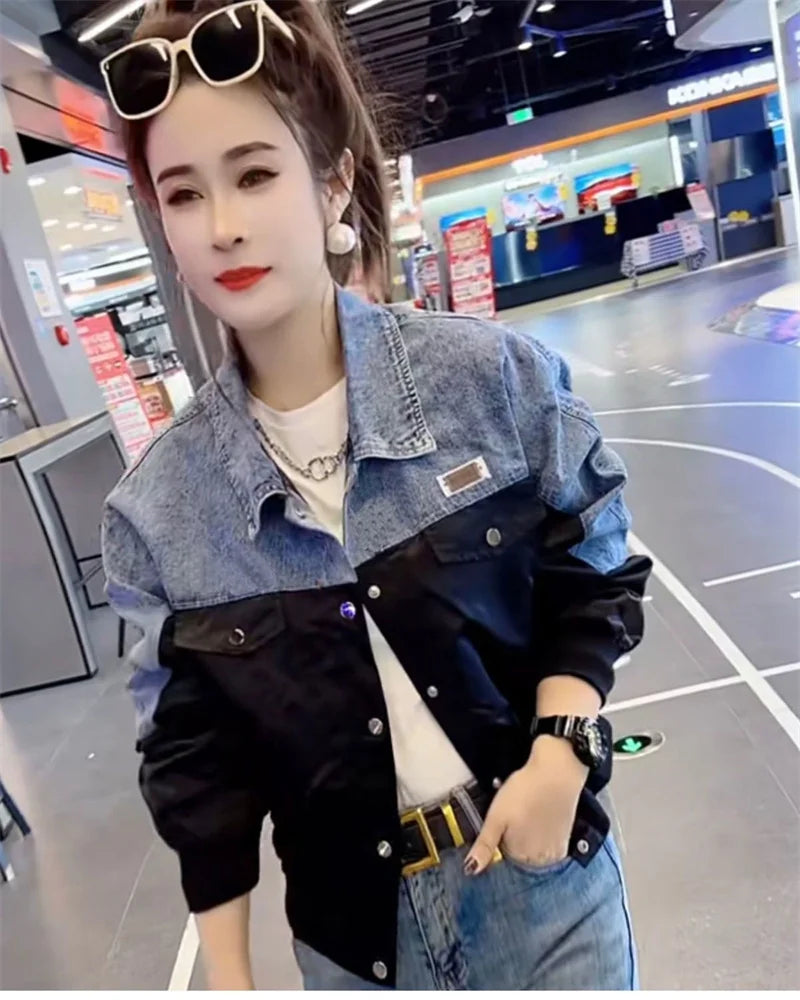 Short Denim Jacket Women Loose 2024 Summer Spring And Autumn Coat Women Slim Sweet Jacket Joker Coat Color Matching Embroidery