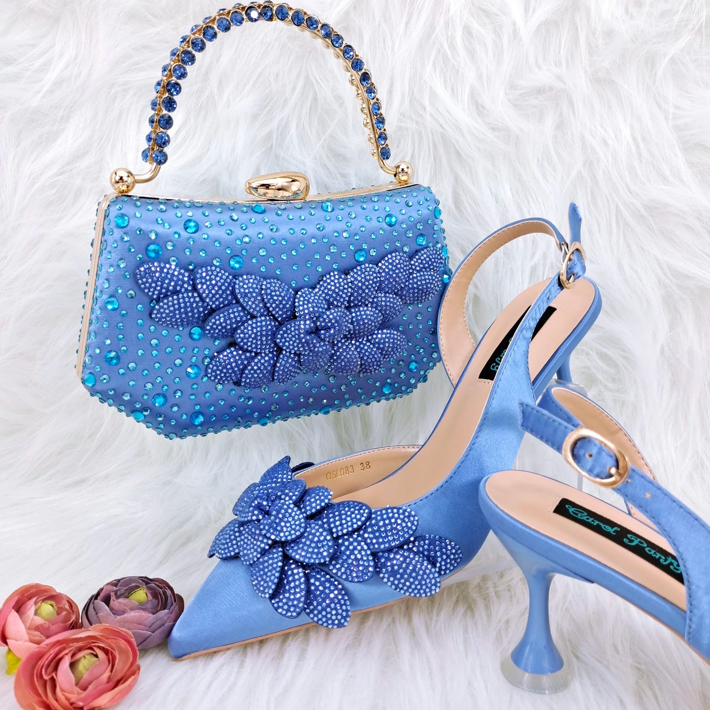 Italian Design Silver Glitter Fabric Fashionable And Exquisite Shoes And Bag Comfortable To Wear Shallow Pointy Toe Stiletto