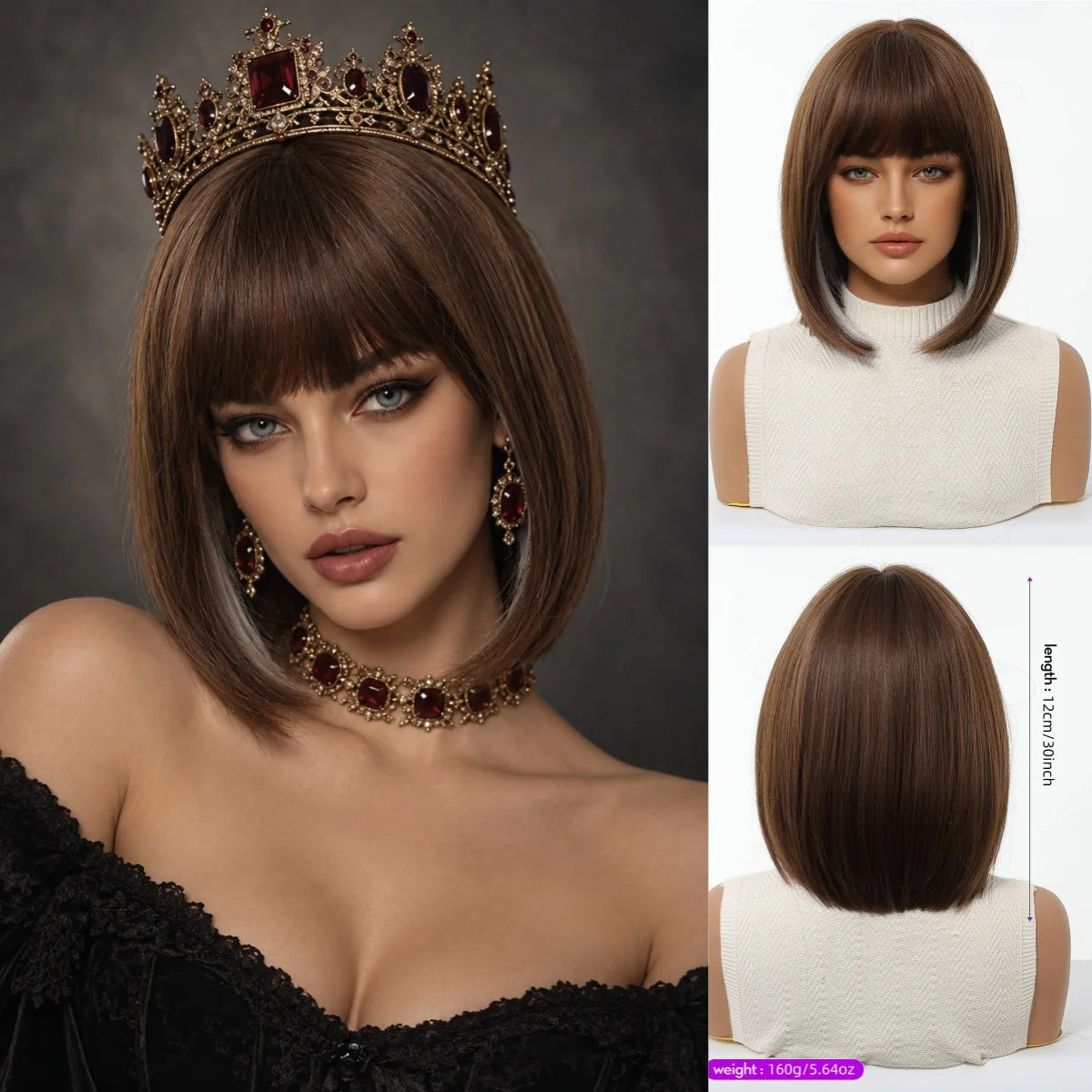 Cleopatra Style Short Bob Wig With Bangs for Women