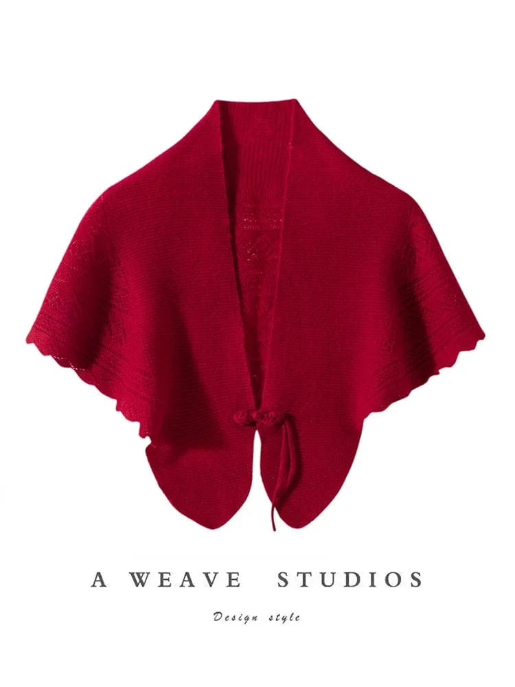 CHICUU Spring Summer Women 100% Cashmere Cape Thin Hollow Grace Chinese Style Shawls Cashmere Knitwear Sweater Wraps Luxury Top