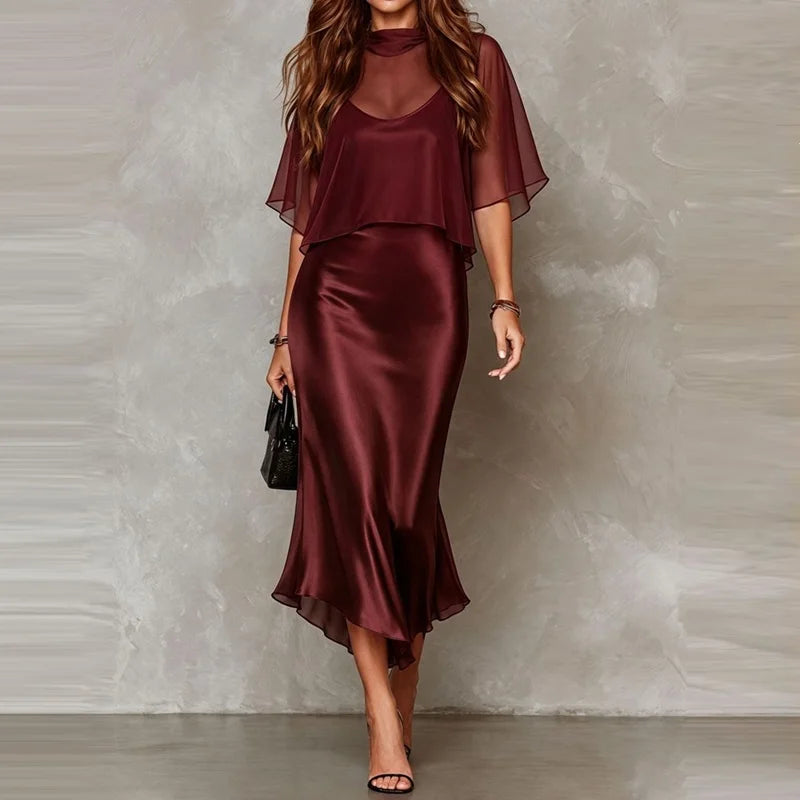 Elegant Chiffon Mesh Top and Mermaid Skirt Set for Women