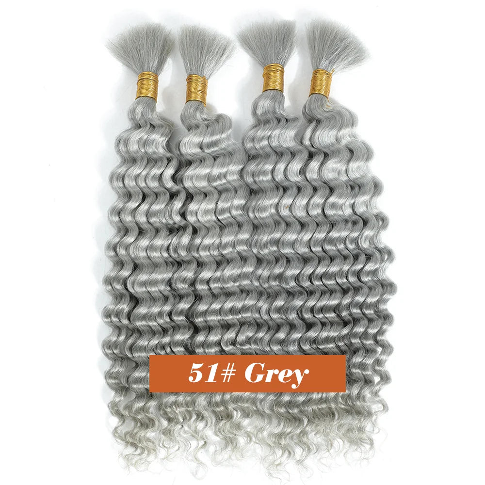 100G Human Hair Bulk for Braiding No Weft 33# Deep Wave Bulk Hair Extensions Weaving Hair for Women Braiding