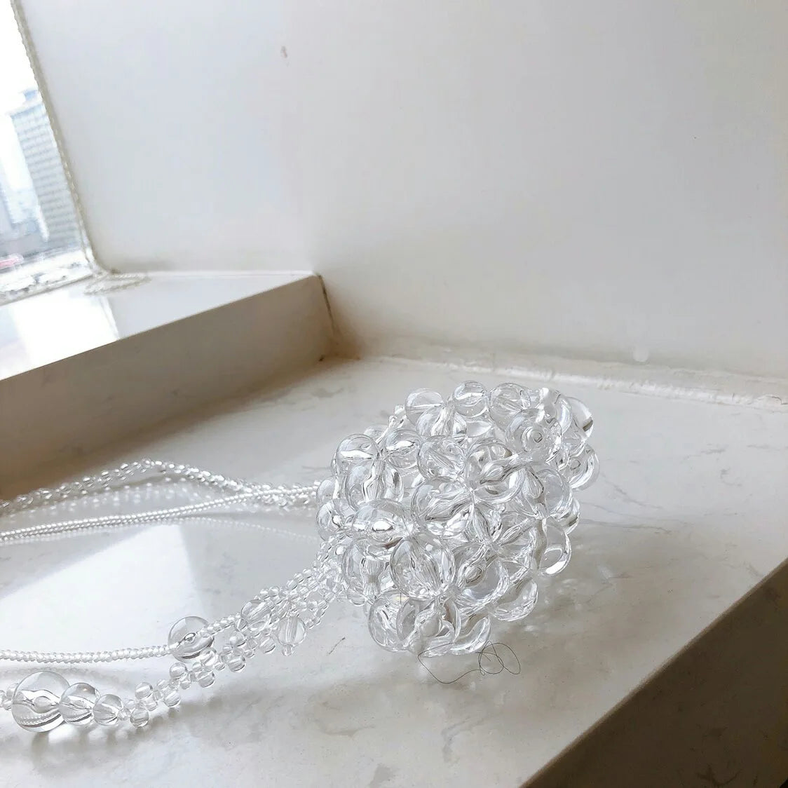 XIYUAN Lady Party Pearls White Crossbody Bag For Women 2023 New Summer Woven Beaded Shoulder Bag Female Top Quality Clutch Purse