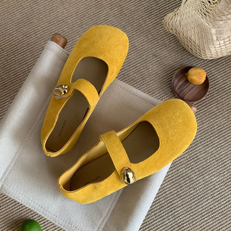2025 New Fashion Metal Ladies Mary Janes Flats Shoes Casual Female Soft Footwear Shallow Women Flats Lolita Shoes