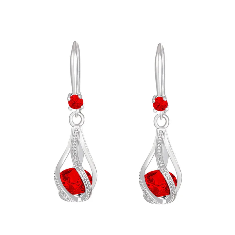 Fine New 925 Sterling Silver Luxury Crystal Zircon Earrings Charms for Woman Cute Engagement Wedding Jewelry Gift