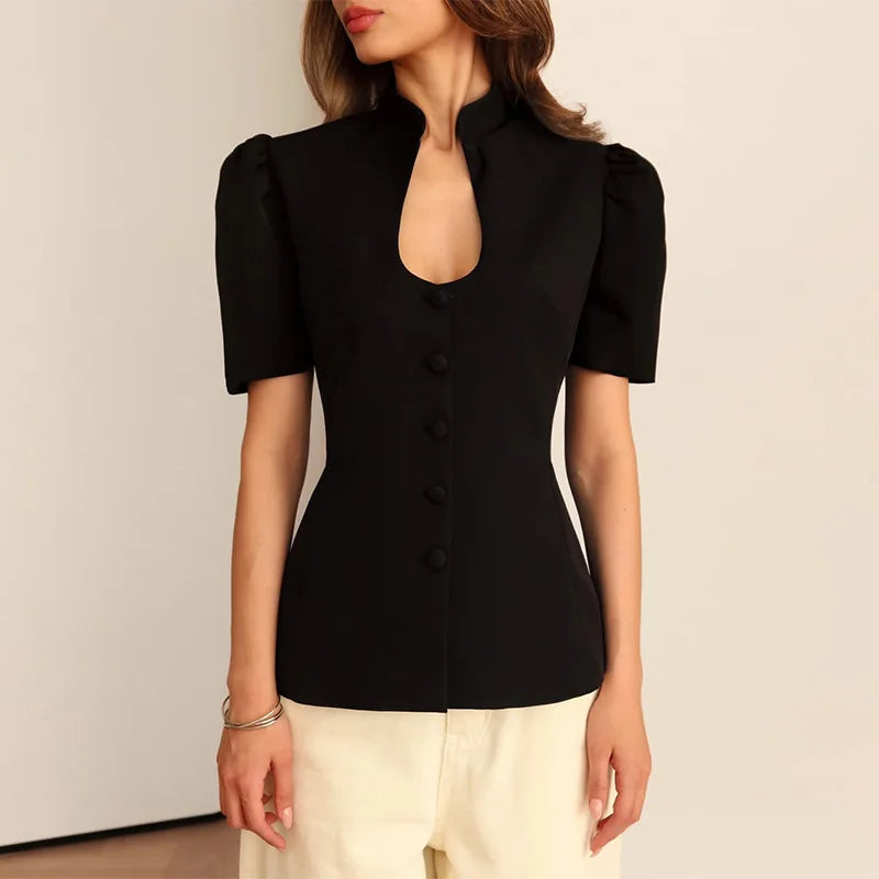 Mermaid Hem Long Sleeve Single Breasted Blazer for Women
