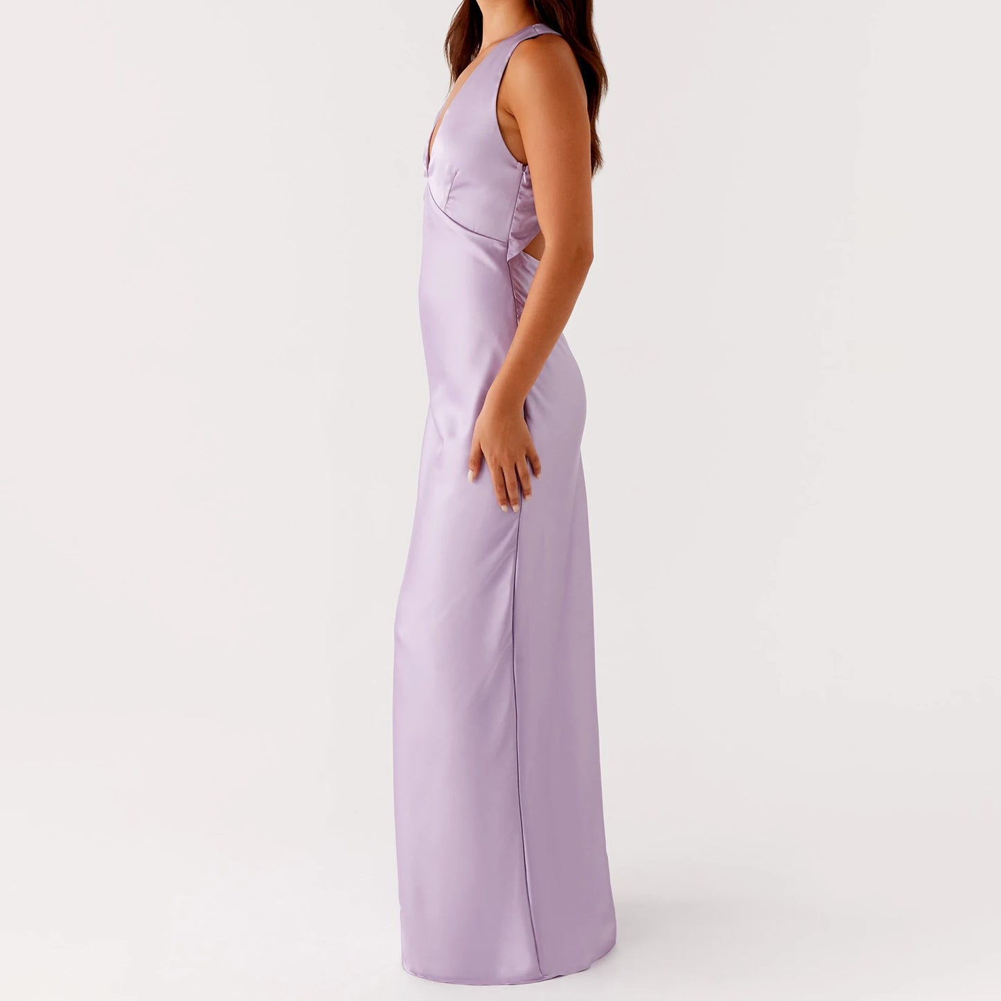 Women's Satin Halter Dress Solid Color Back Cross Elegant Slim Fit Dress for Party, Wedding