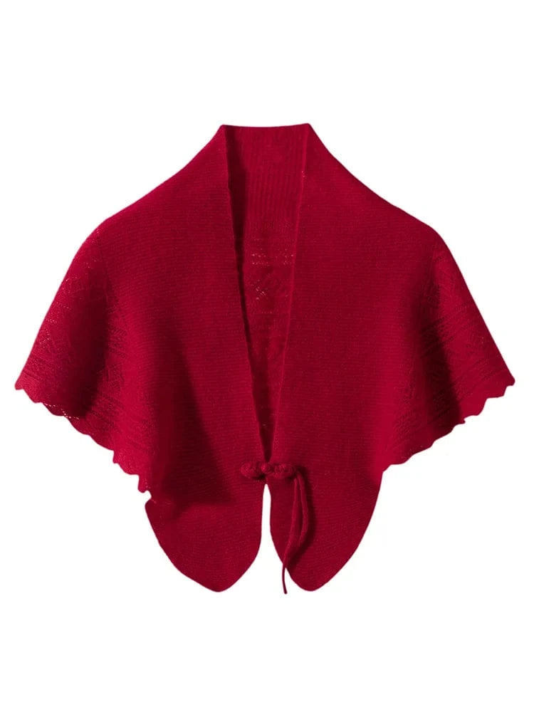 CHICUU Spring Summer Women 100% Cashmere Cape Thin Hollow Grace Chinese Style Shawls Cashmere Knitwear Sweater Wraps Luxury Top