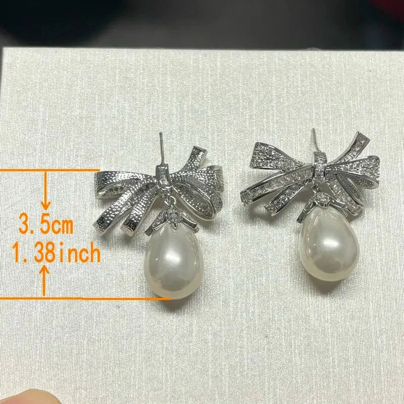 Bilincolor Purple Knot Pearl Earrings For Jewelry Gift