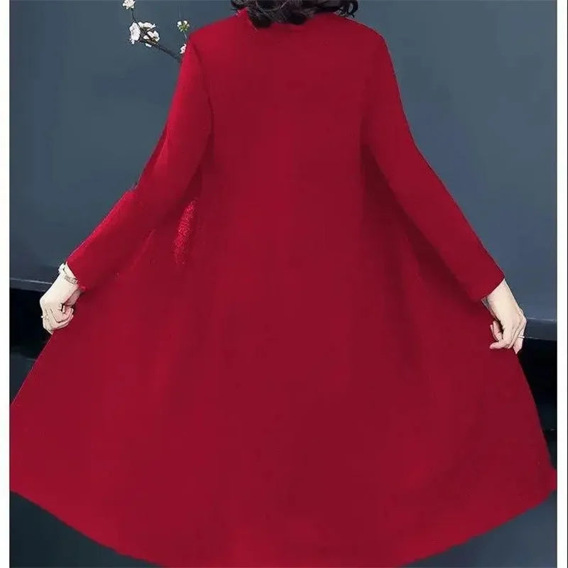 Single/Two-piece Suit Female Middle-Aged Elderly Temperament Mother Dress Suits New Autumn Windbreaker Coat Female Elegant Dress
