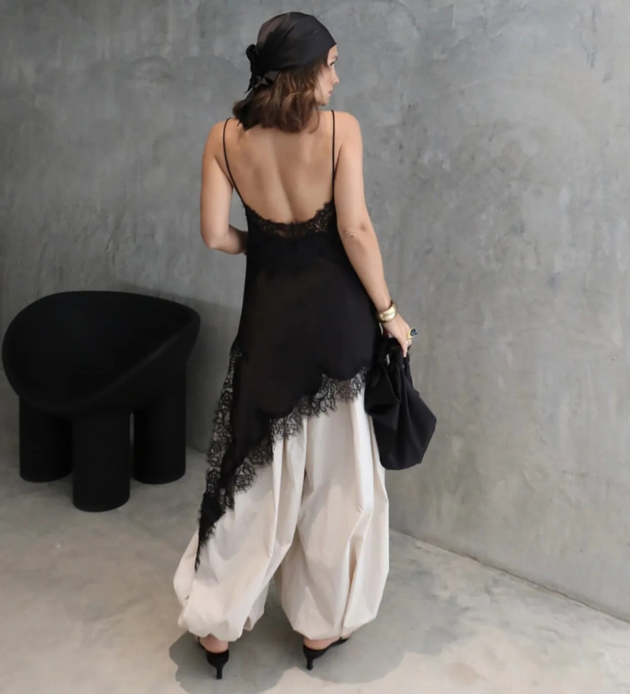 Tossy Summer Fashion Pocket Bloomers Female Trousers Pleated Loose High Waist Patchwork Bandage Streetwear Wide Leg Women Pants