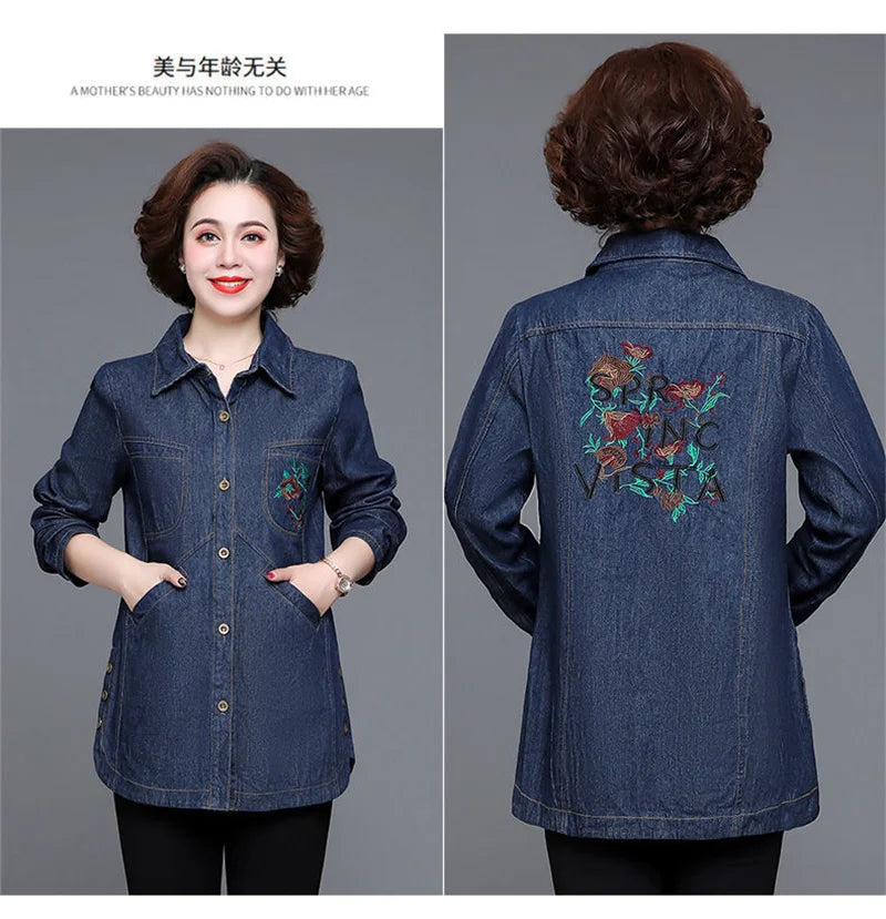 Denim Jacket Women's Spring And Autumn 2023New Korean Heavy Industry Embroidered Windbreaker Slim Mother Thin Denim Jacket