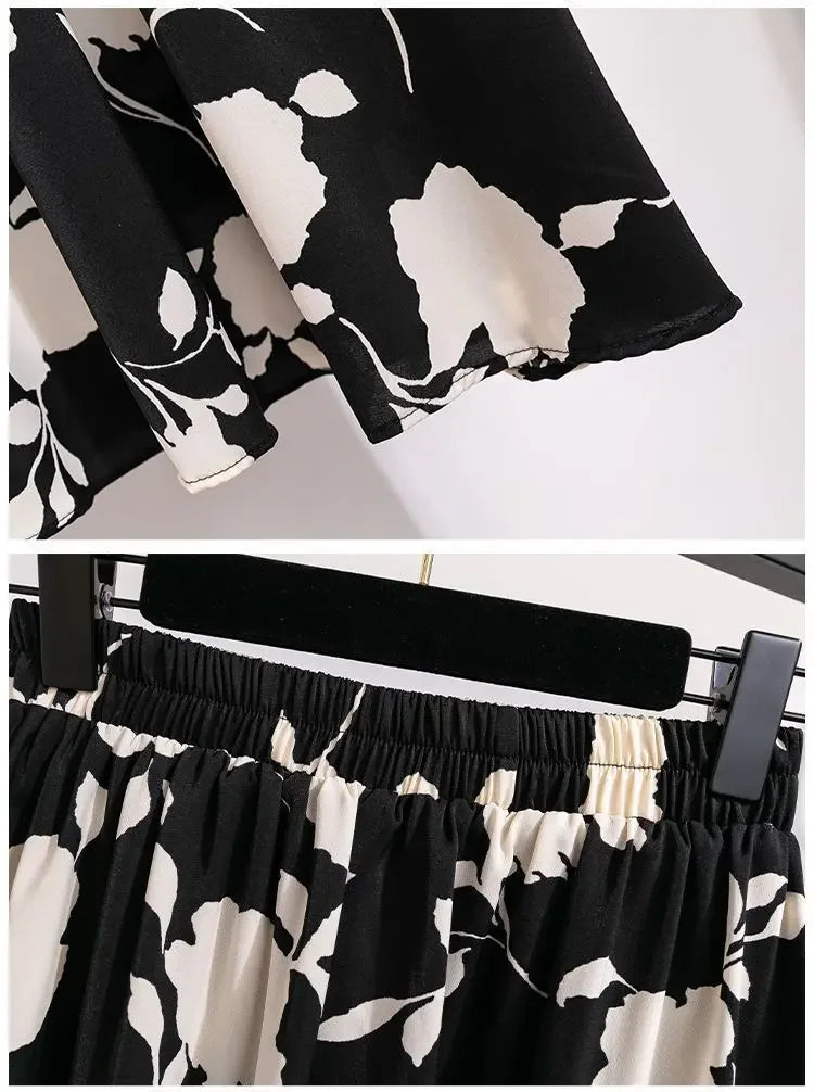 Plus Size High-Waisted Slimming Plus Size Women's Rose Skirt 2024 Summer Medium-Length Stylish BBQ Hip Covering Casual Dress