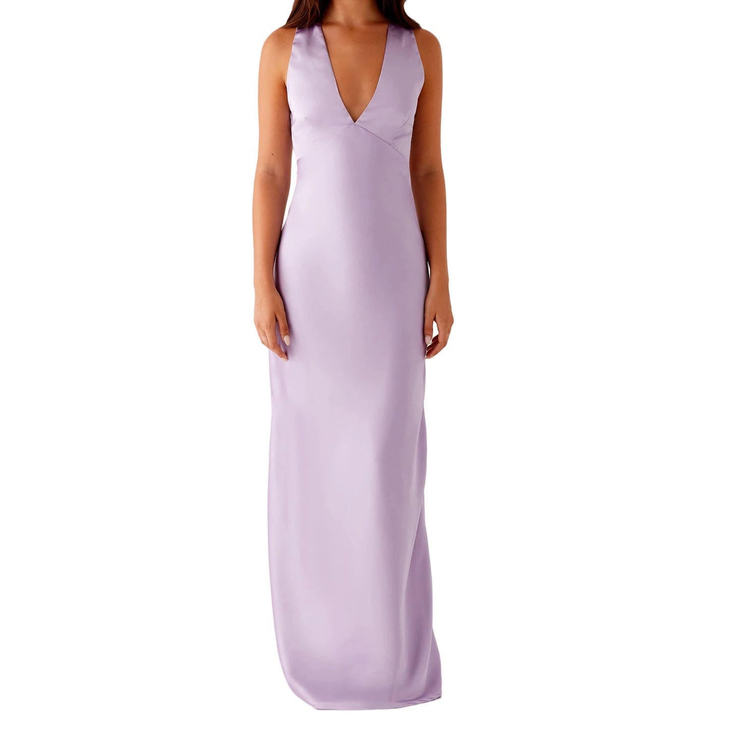 Women's Satin Halter Dress Solid Color Back Cross Elegant Slim Fit Dress for Party, Wedding