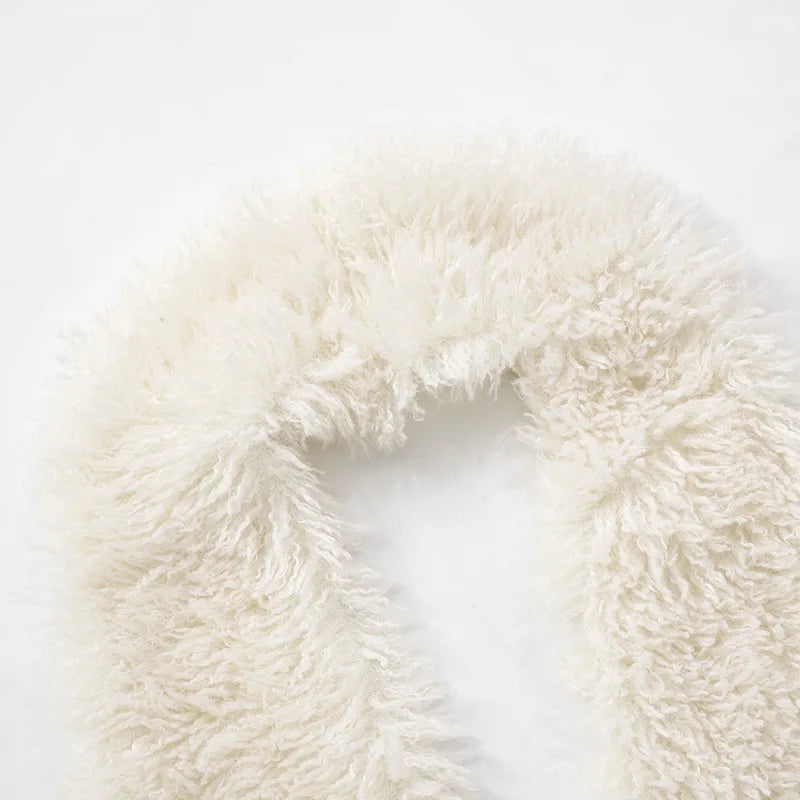 FAGADOER Sexy Fur Patchwork Woman 2 Piece Set Outfit Deep V Backless Lace Up Crop Top + Leopard Print Pants Female Streetwear