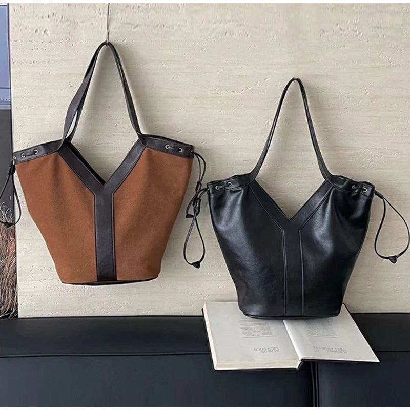 Y-shaped Women Handbag Versatile Simple Large-capacity Texture Tote Bag New Large-capacity Shoulder Bag Storage Bag Underarm Bag