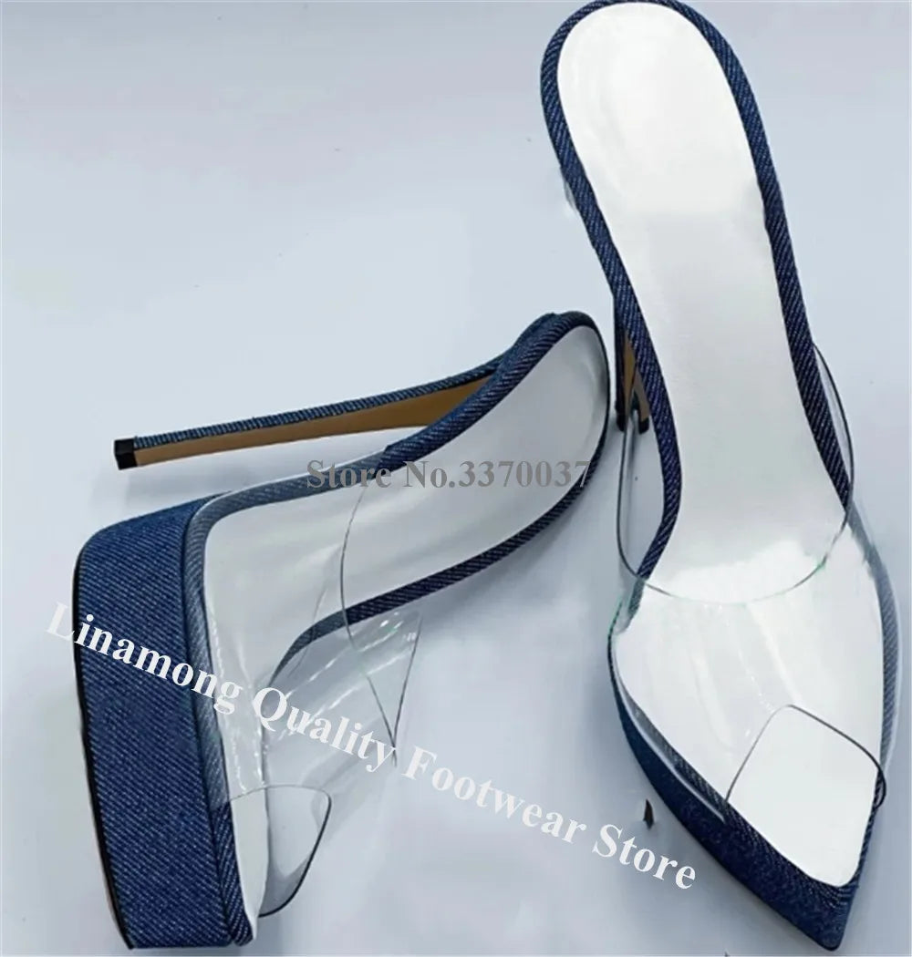 Modern Clear Patchwork Stiletto Sandals