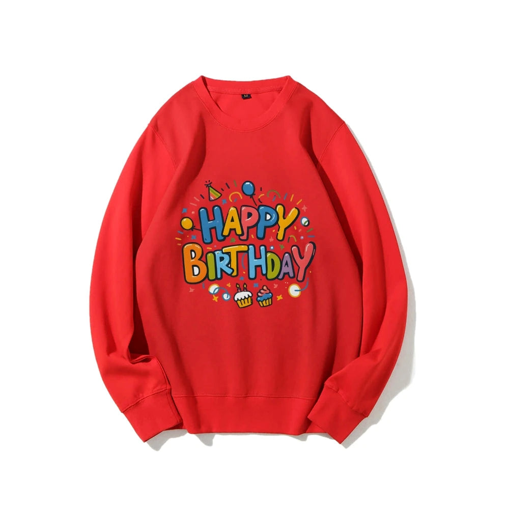Birthday Graphic Casual Sweatshirt Trendy Multi-Colored Cotton Soft Top New Fashion Crew Neck Pullover Long Sleeve Loose Sweater