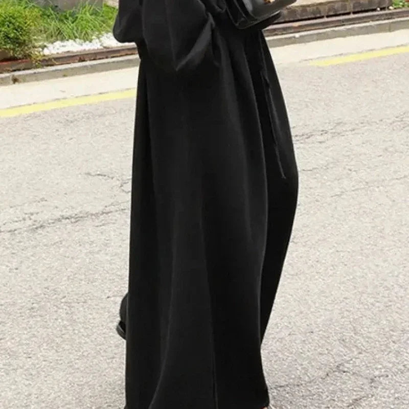 Beautyblue Gray Wide Leg Pants Black Bottoms for Women Casual Loose Pocket Korean Harajuku Streetwear Female Outdoor Sweatpants