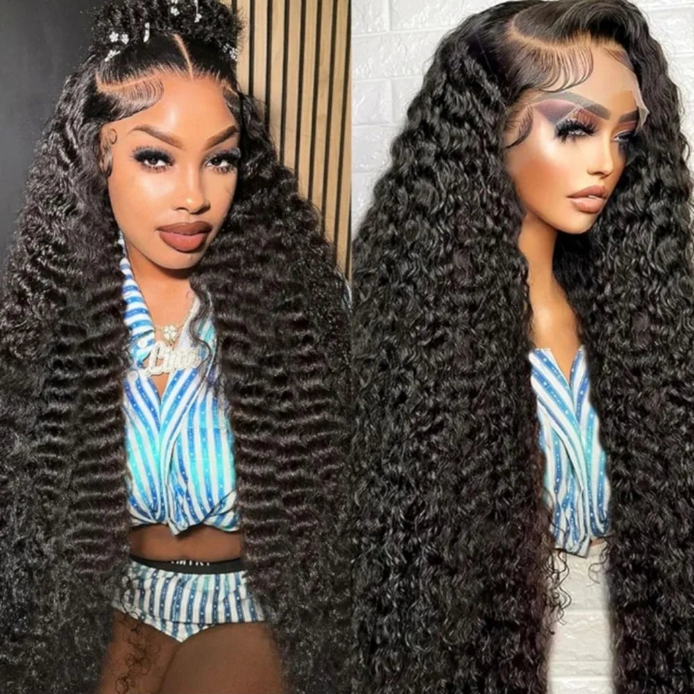 13x6 Hd Lace Frontal Wig Curly Human Hair Wigs 32 Inch Deep Wave Water Wave Lace Frontal Wigs