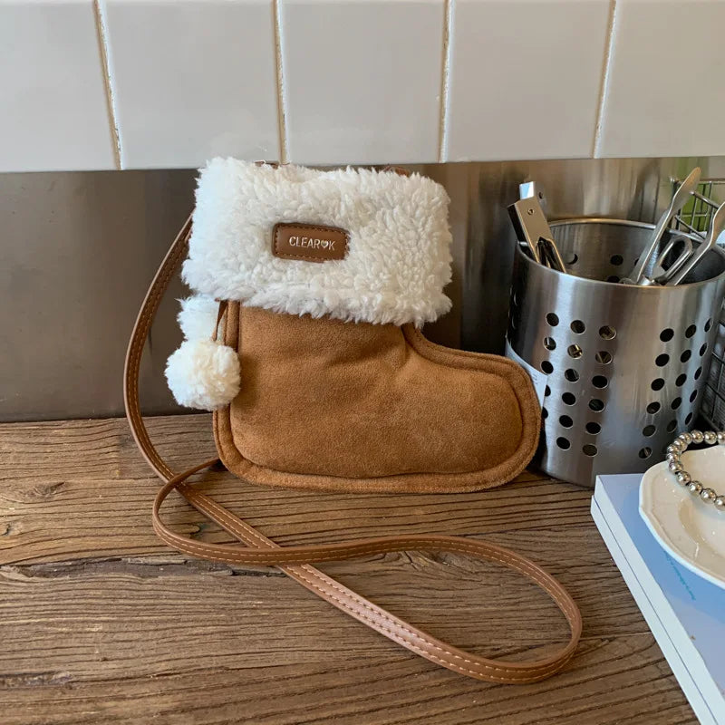 Christmas Boots Messenger Bag Creative Fashion New Retro Glove Bag Messenger Bag Mobile Phone Bag Frosted Suede Cute Gift Wallet