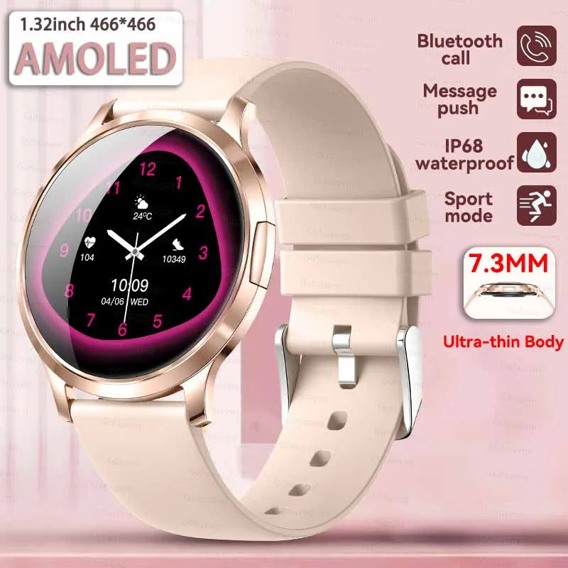 2025 New Smart Watch For Women 1.32"HD AMOLED Screen IP68 Waterproof Heart Rate Women Health Ladies Smartwatches For Android ios