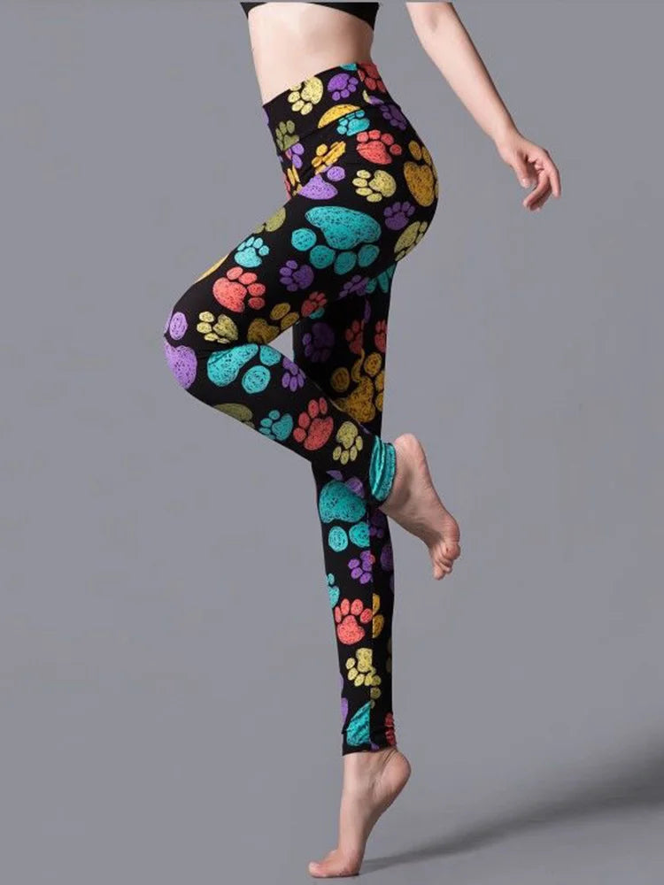 CUHAKCI High Waist Leggings Sportwear Workout Women Jeggings Elastic Pants Leopard Summer Printed Stripe Sexy Fitness Leggins