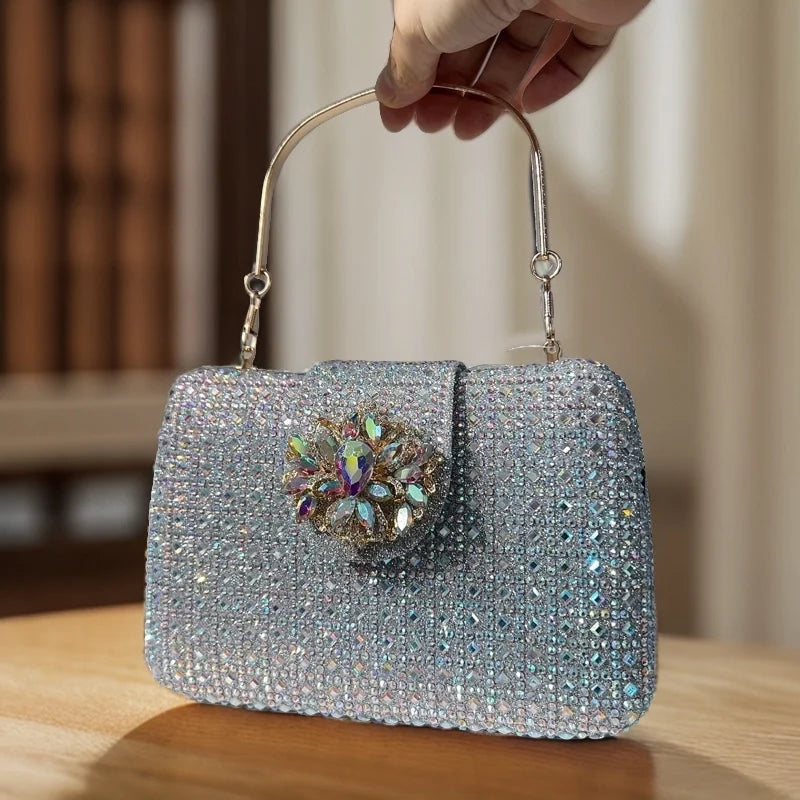 XIYUAN Lady Crystals Evening Bags Women 2024 Sparkling Diamond Evening Handbags Metal Clutch Purses And Handbag Wedding Purse