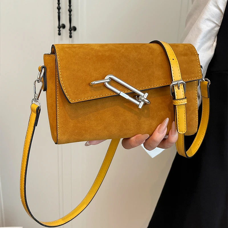 Retro Frosted New Shoulder Bag Women Autumn And Winter Suede High-end Fashion Women's Wallet Versatile Texture Small Square Bag