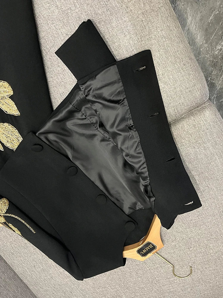 TWOTWINSTYLE Embroidery Two Piece Set For Women O Neck Long Sleeve Spliced Button Top High Waist Skirt Chic Sets FemaleKSE511331