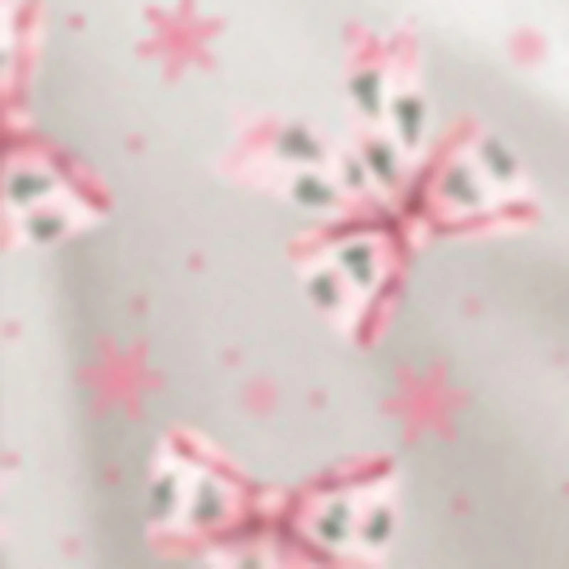 Women'S Autumn Winter Clothing Christmas Elements Cute Bow Print Long Sleeved Shirt Elastic Pants 2PCS Street Wear Home Wear