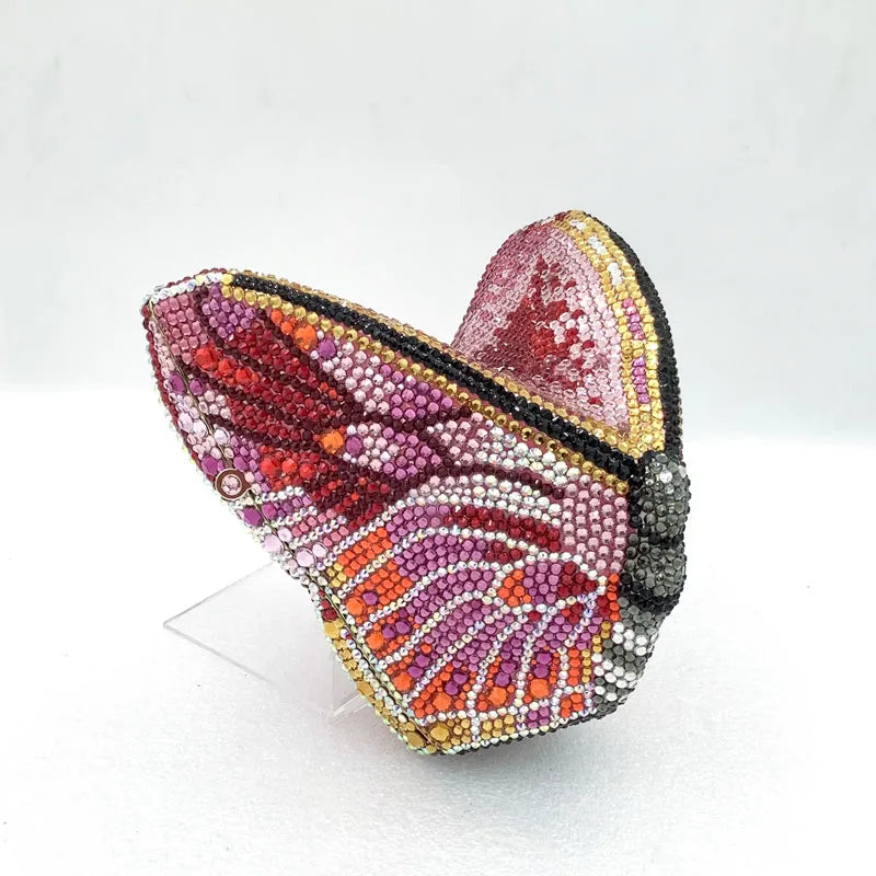 XIYUAN Butterfly Shaped Crystal Evening Bags Women Luxury Sparkling Rhinestone Clutch Purse Wedding Party Bridal Handbag Diamond