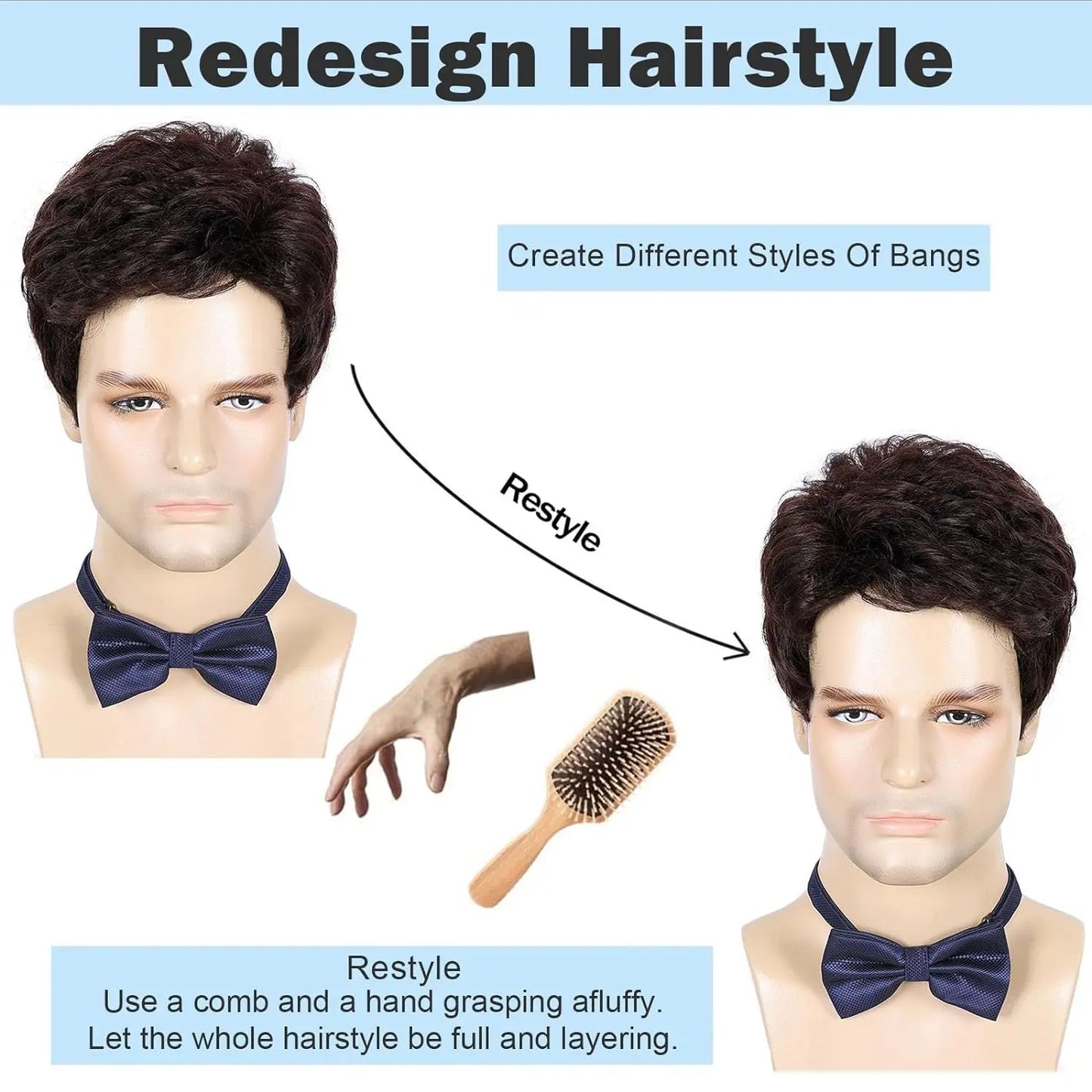 Men Wigs Short Silver Gray Wig Synthetic Heat Resistant Natural Halloween Cosplay Hair Wig