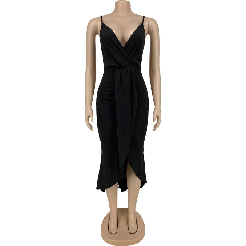 Wmstar Plus Size Women Dresses Summer Clothing Sexy Bodycon Stretch Sling Solid Maxi Party Dress 2022 Wholesale Dropshipping