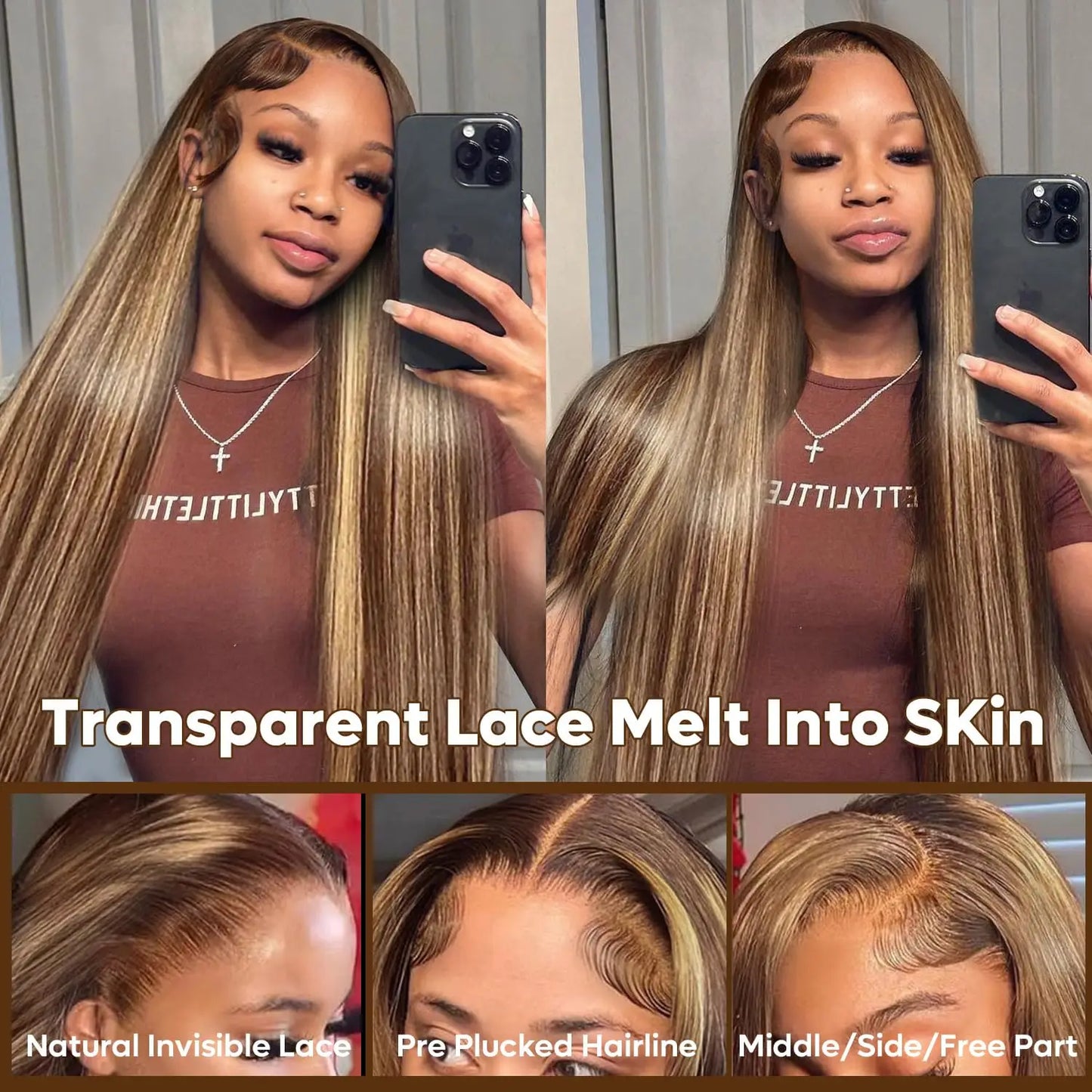 Highlight Wig Human Hair 13x4 13x6 Straight HD Lace Frontal Wig Blonde Ombre Hd Lace Front Human Hair Wgs For Women Colored Hair