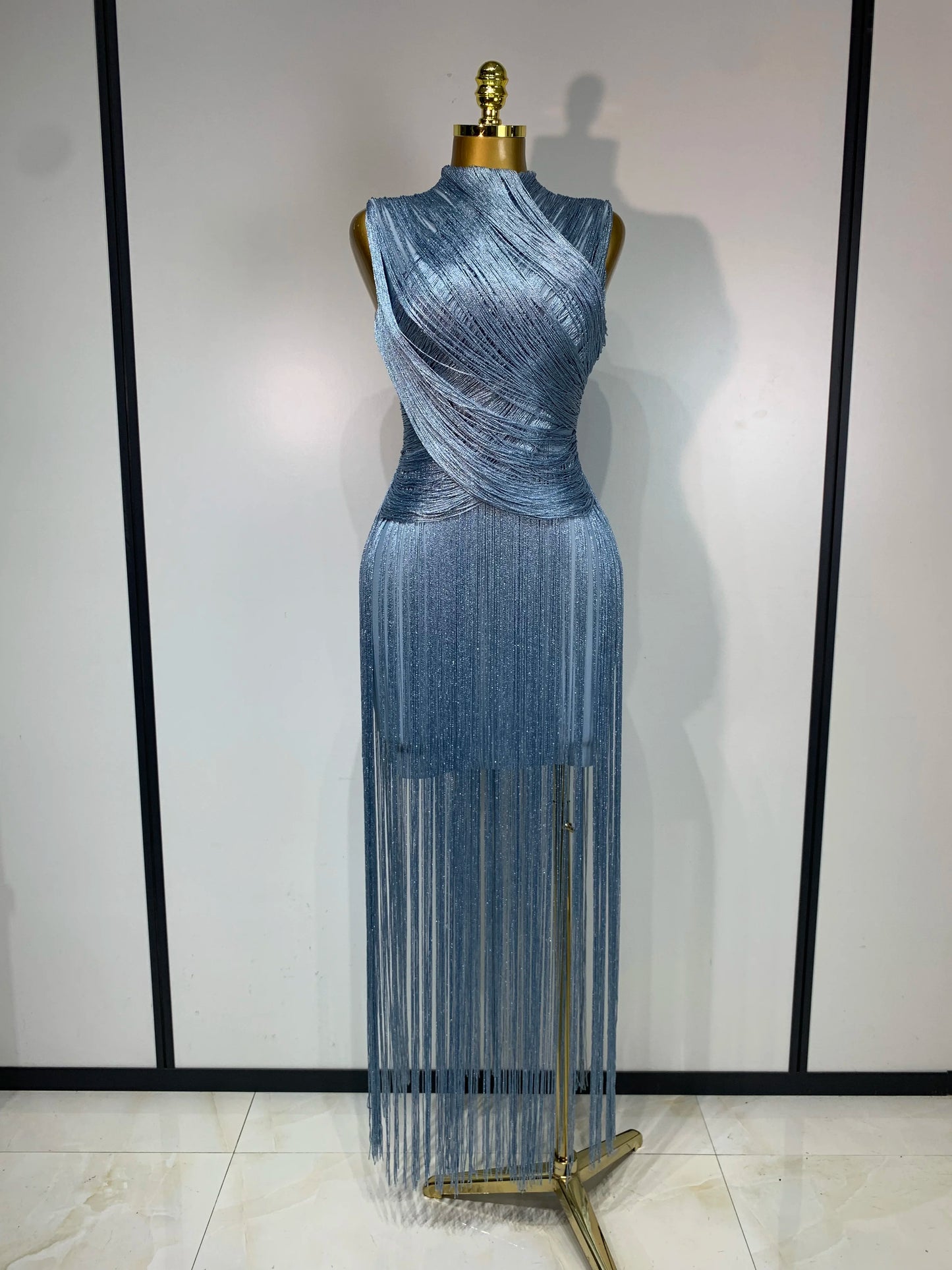 Women Sexy Sleeveless Tassel Bodycon Bandage Dresses Celebrity Elegant Evening Party Nightclub Luxury Birthday Cocktail Dress