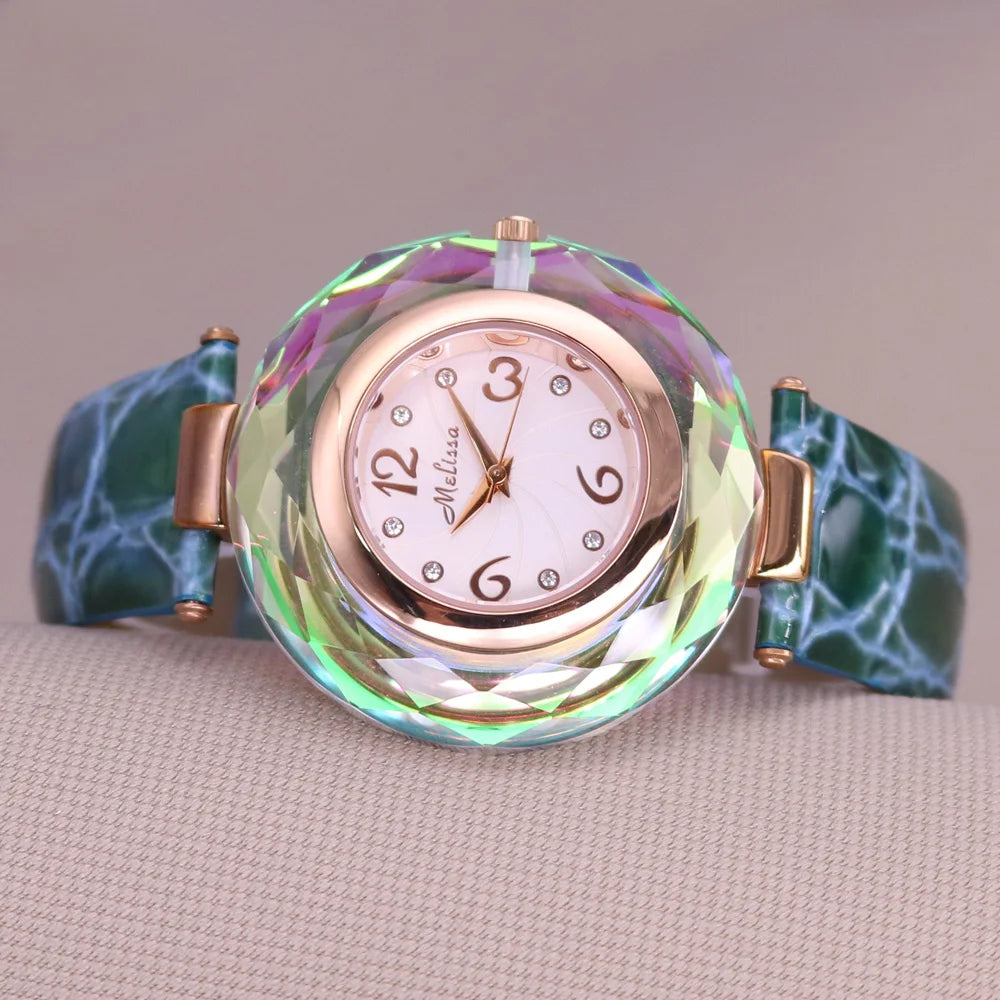 Top Luxury Crystal Melissa Lady Women's Watch Elegant Rhinestone Fashion Hours Dress Bracelet Clock Girl Birthday Gift Box