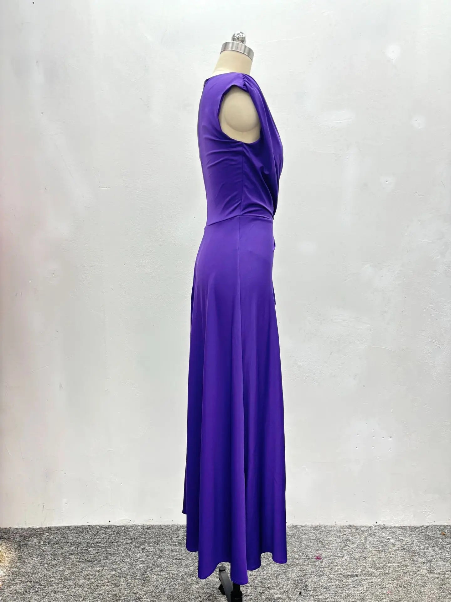 CM.YAYA Fashion Women Ruched Sleeveless High Side Split Maxi Dress Holiday Birthday Sexy Night Club Party Street Long Dresses