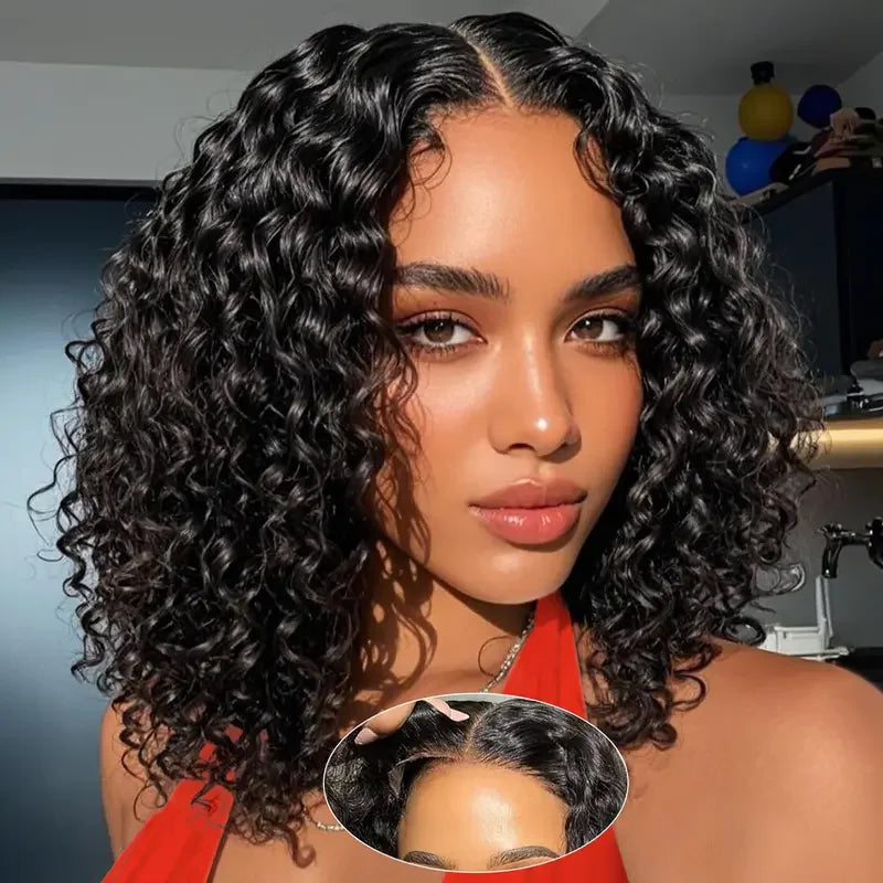 Ombre Deep Wave Bob Human Hair Lace Front Wig for Women