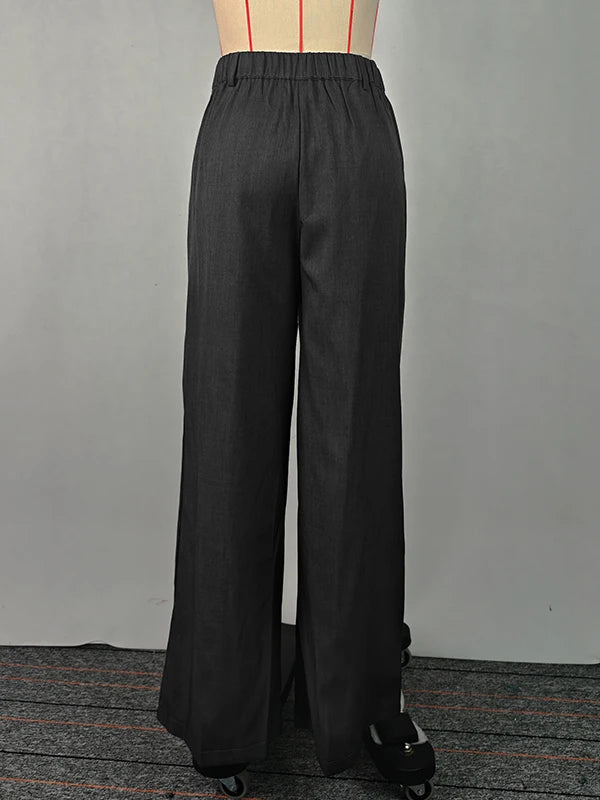Trendy Women's Solid Color Commuter Pants 2025 Autumn New High Waist Asymmetric Wide Leg Trousers Casual Streetwear Pants