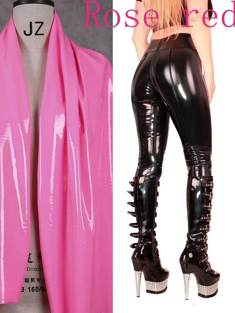 High Waist Patent Leather Trousers Women Punk Faux Latex Bodycon Pants Zip Open Crotch Stretch Slim Leggings Gothic Clubwear New