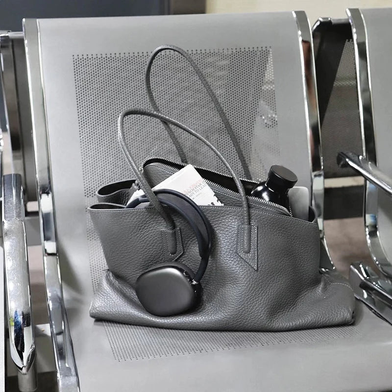 Luxury Brand Design Tote Bag Women's Fashion Irregular High-end Simple Large-capacity Handbag High-quality Leather Shoulder Bag