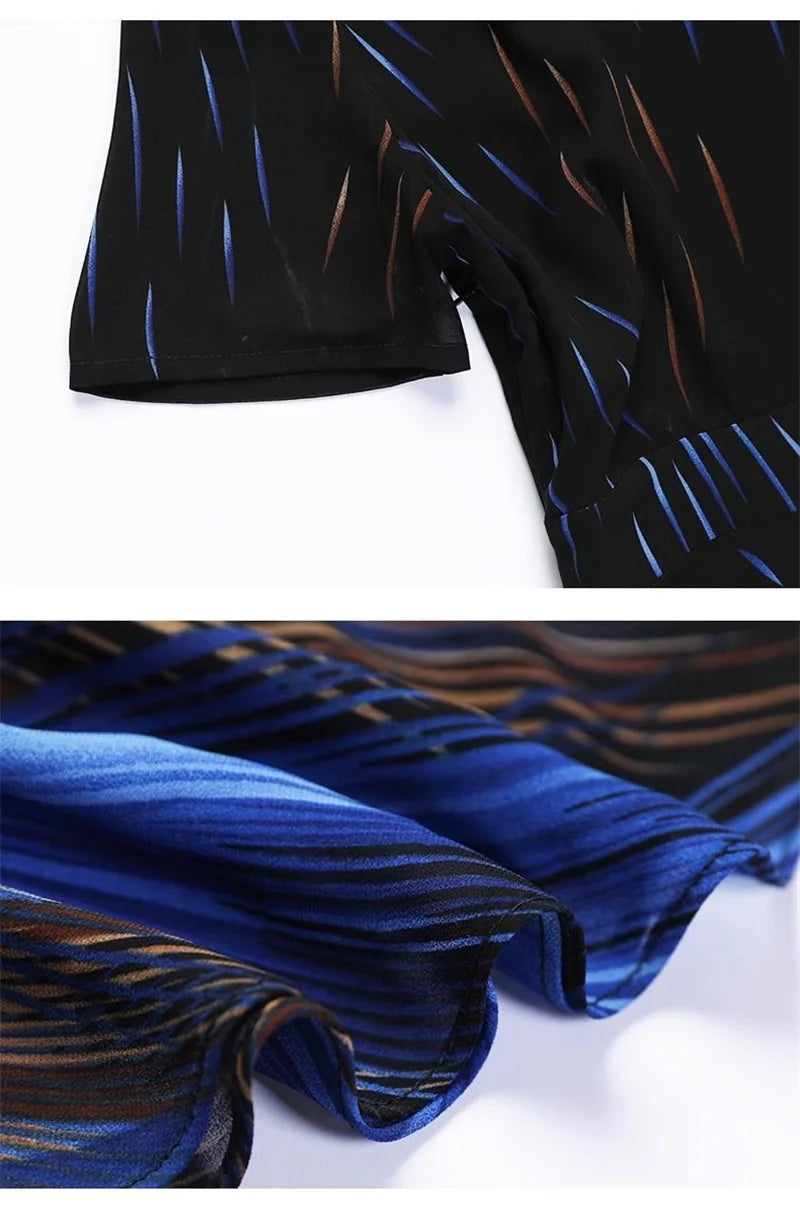 Pendant Sense Dress for Women Summer 2024 New Fashion High end, Elegant Slim and Waist Up V-neck Chiffon Dress Long Dress 4XL