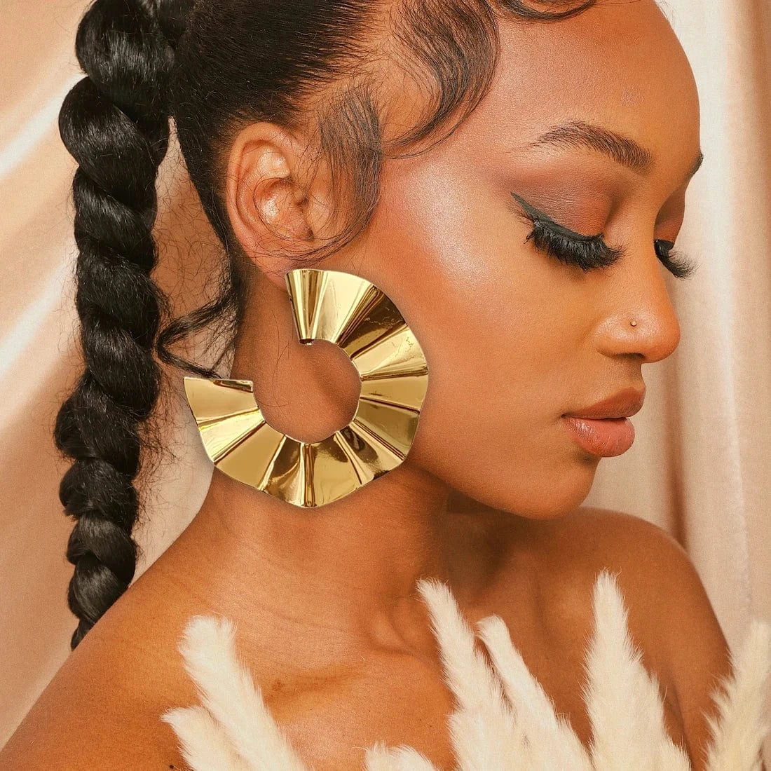 Fashion Jewelry Big Gold Color Round Geometric Earrings Dangle Drop Earrings For Women African Wedding Party Gifts