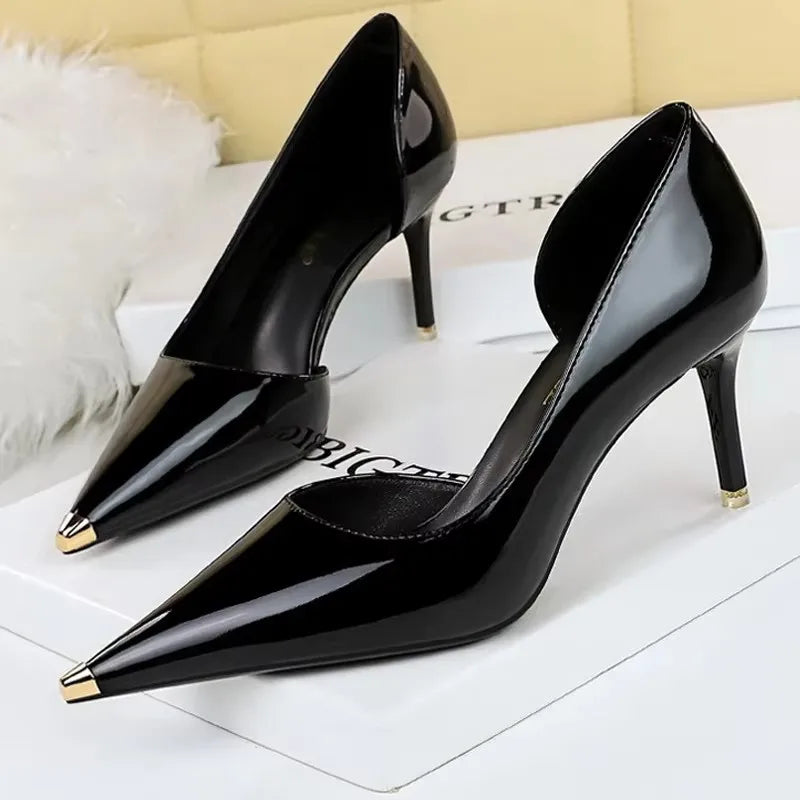 Pointed Toe Patent Leather Stiletto Pumps for Women