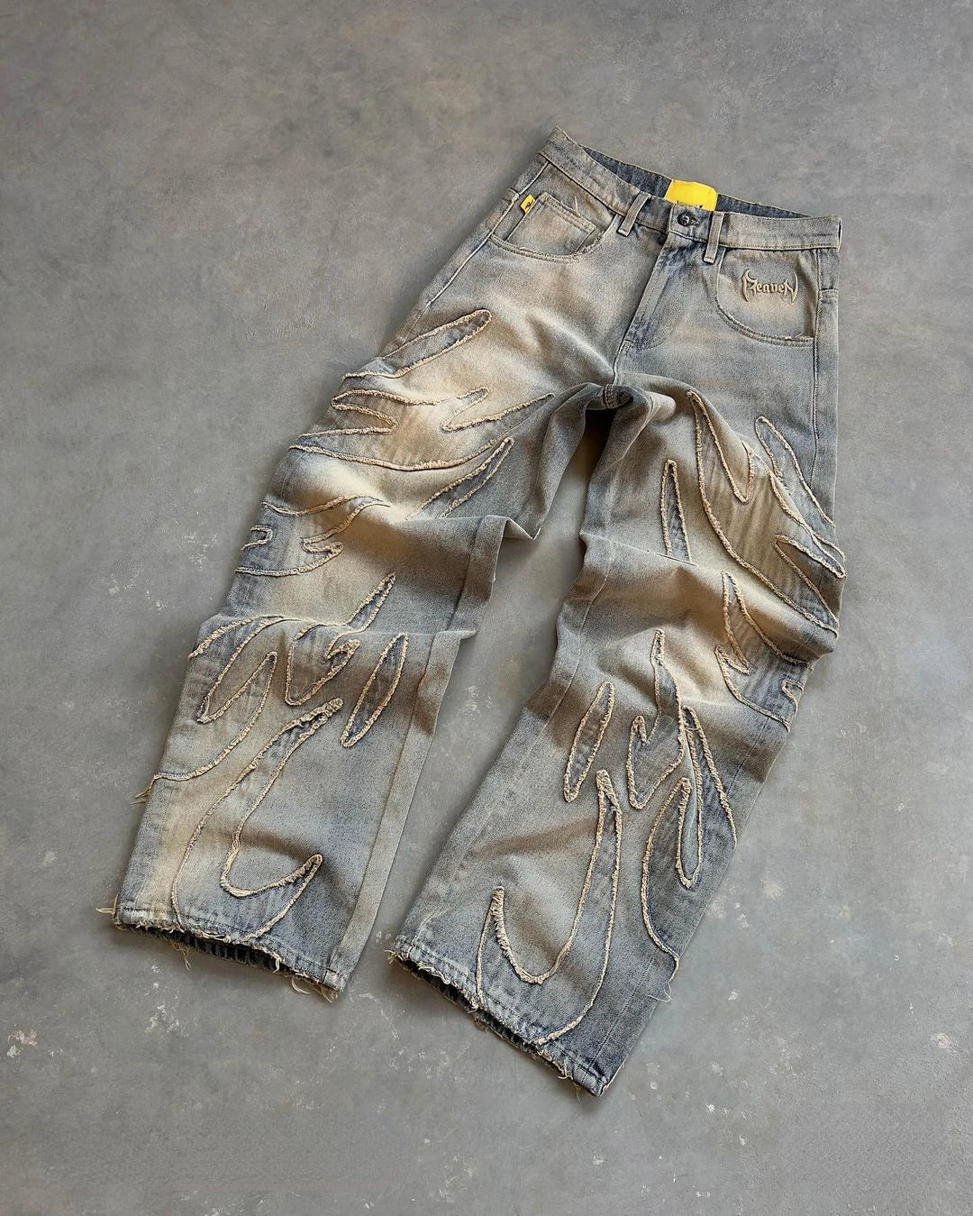 Punk Retro Trendy Strap Jeans Y2k Men Women Hip Hop Multi Pocket Baggy Denim Pants Fashion Patchwork Cargo Trouser Streetwear